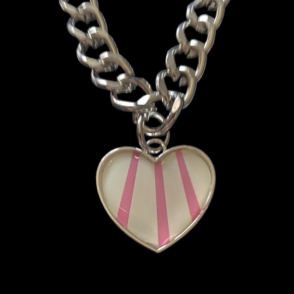 NWT-BETSEY JOHNSON-WOMENS SILVER AND PINK CHAIN BELT WITH CHARMS-SIZE M/L - Picture 12 of 15